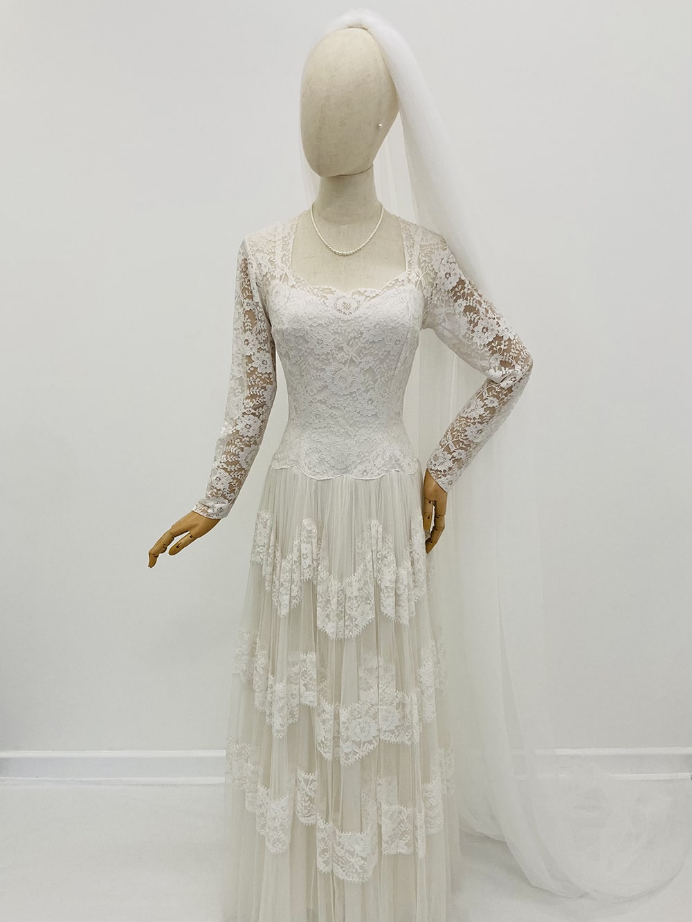 Vintage lace and soft tulle Bridal Gown